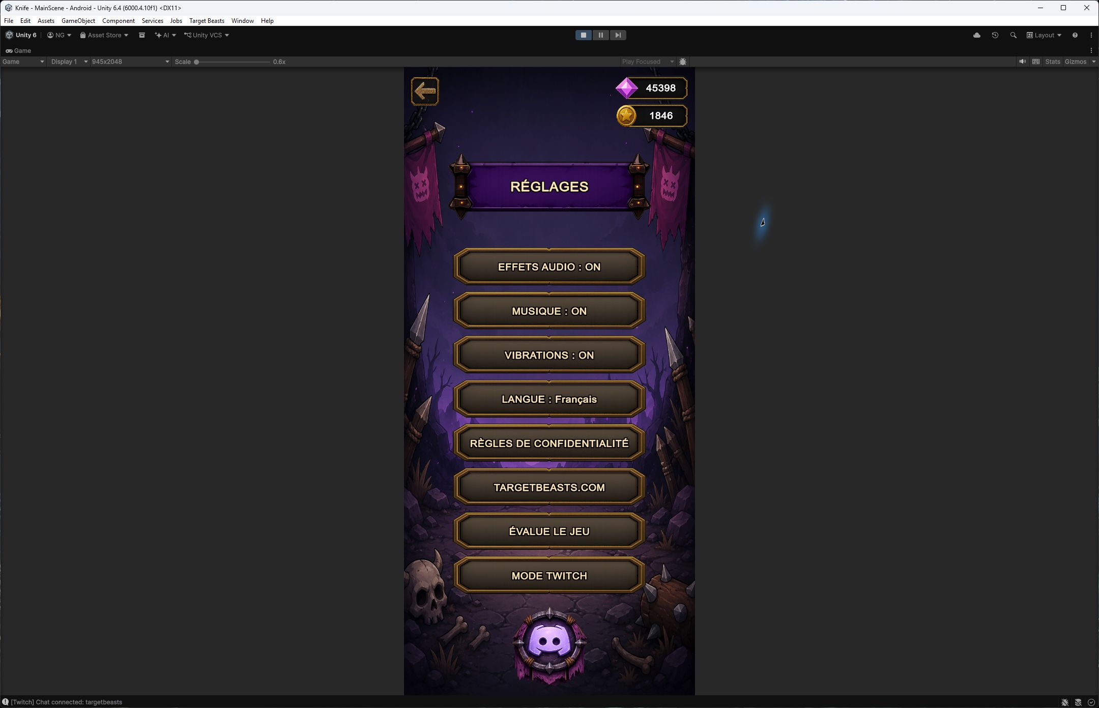 Capture du jeu : le bouton Mode Twitch dans les réglages